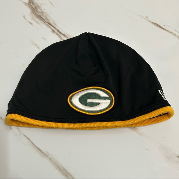 New Era Other - 💎 3/$30 New Era Green Bay Packers NFL Tech-Knit Beanie Skully Black Gold Fleece